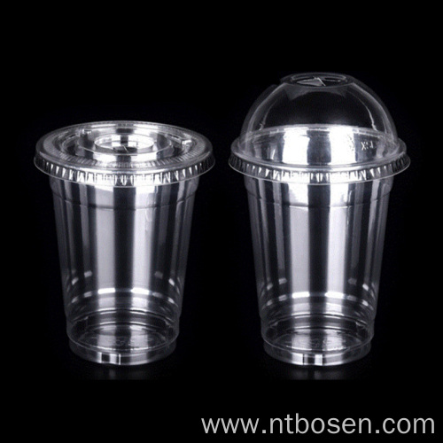 Recyclable Cold Drinking Disposable Transparent Plastic Cups With Lid
